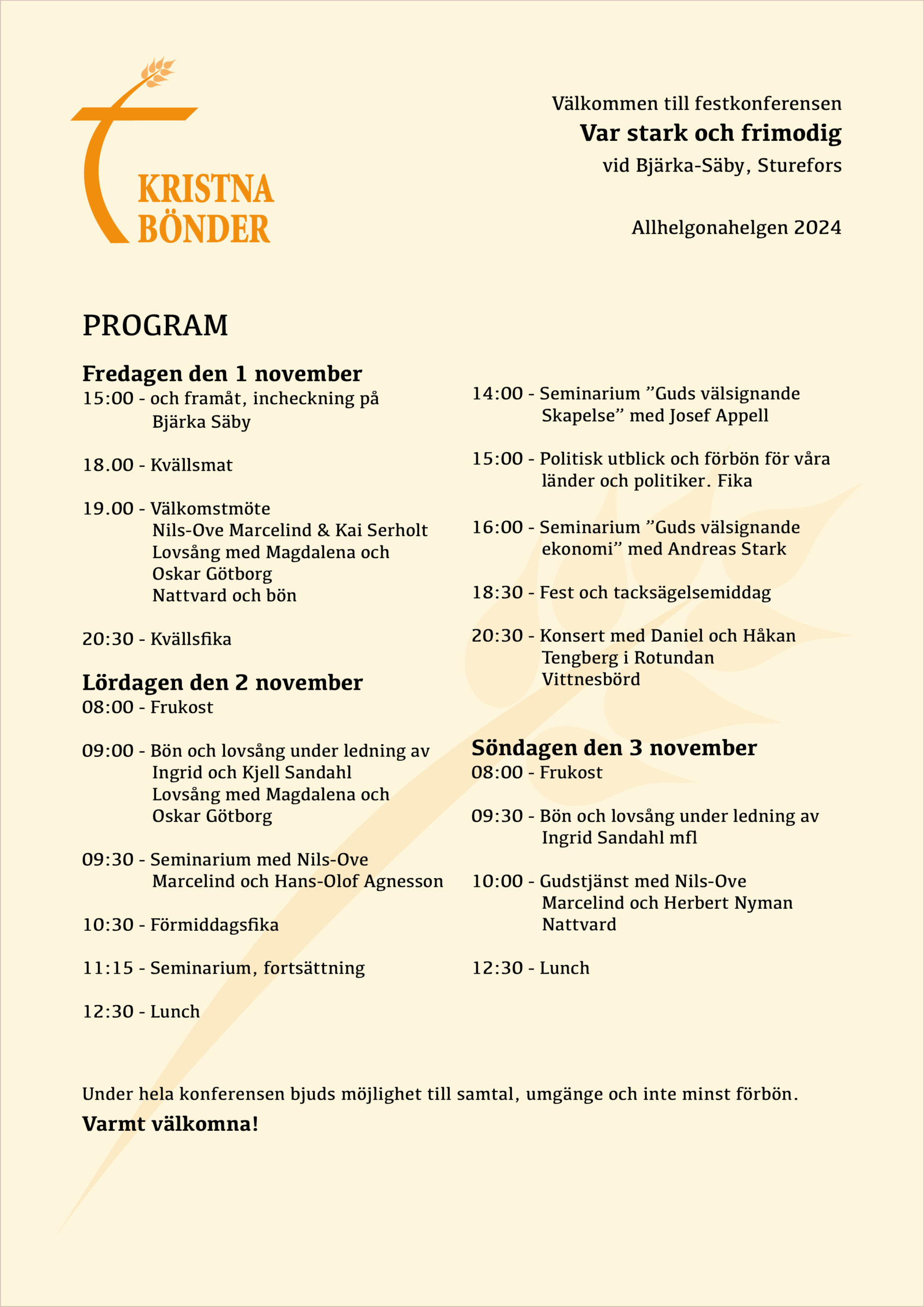 Läs mer om artikeln Program under konferens på Bjärka Säby 1-3 nov.